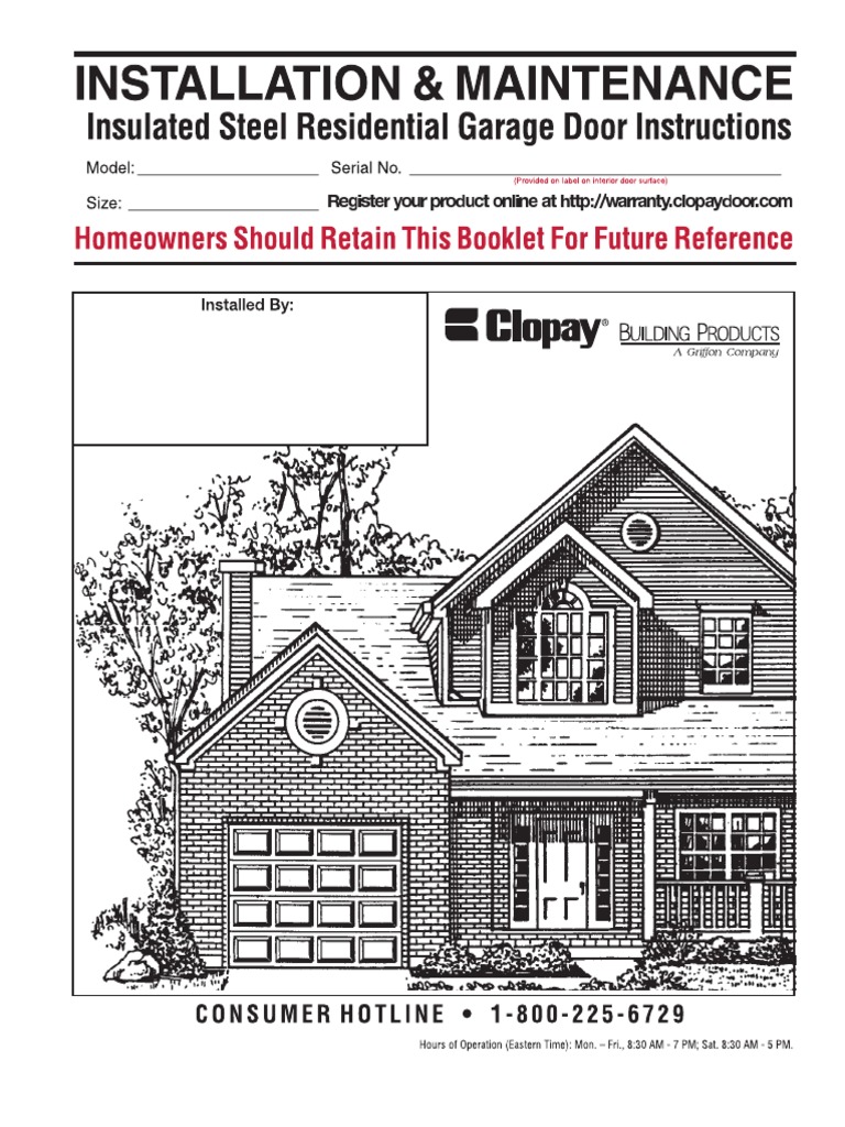 Clopay Garage Door Installation Manual PDF Door Nut (Hardware)