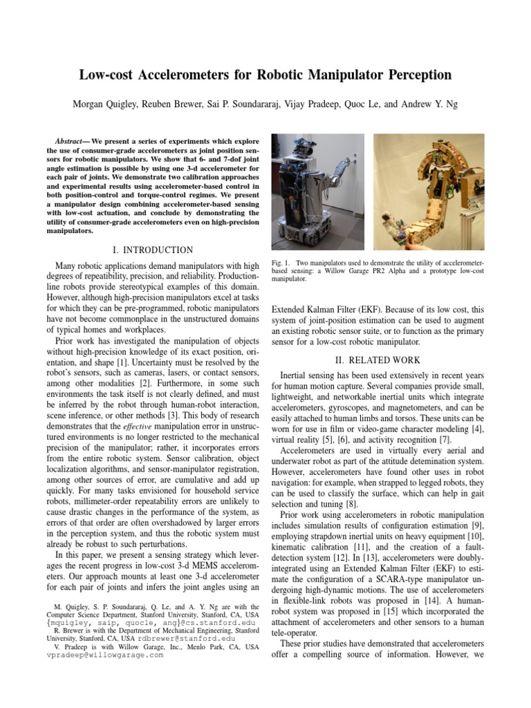 Low-Cost Accelerometer Use in Robotics | PDF | Accelerometer | Inertial ...
