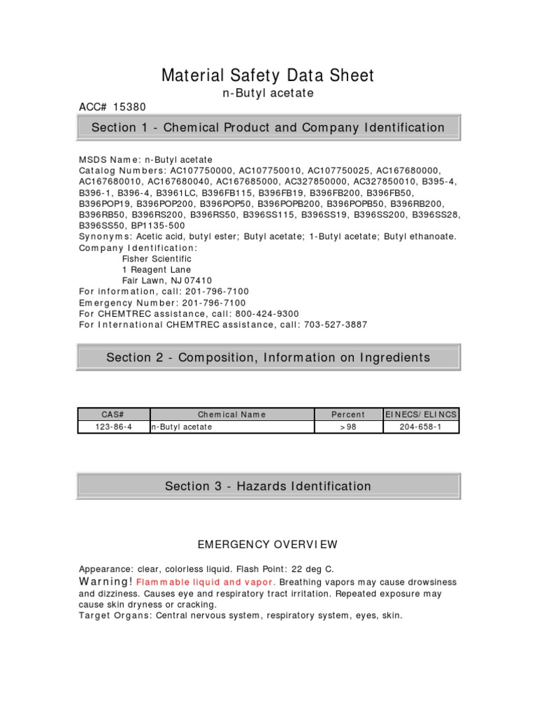 Msds NButyl Acetate PDF Dangerous Goods Magnesium