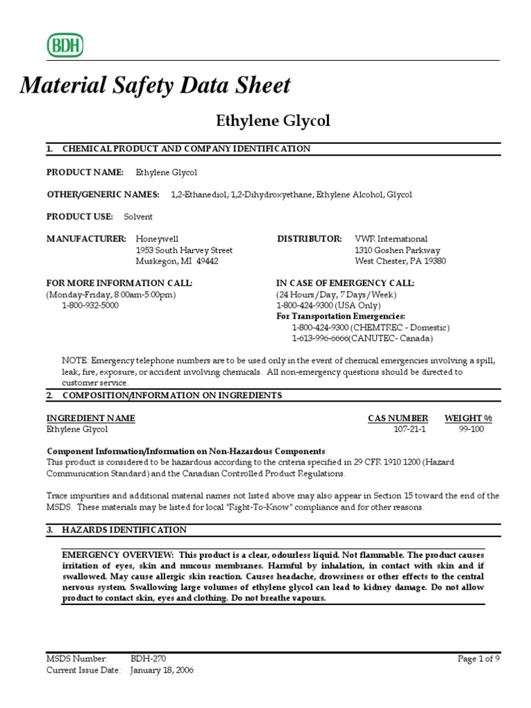 Ethylene Glycol Msds 3 Carbon Dioxide Dangerous Goods