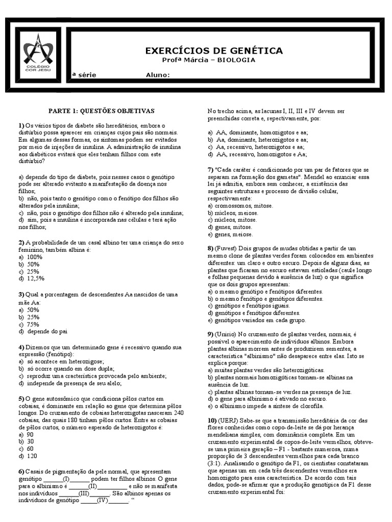 Exercícios de Genética para 9º Ano | PDF