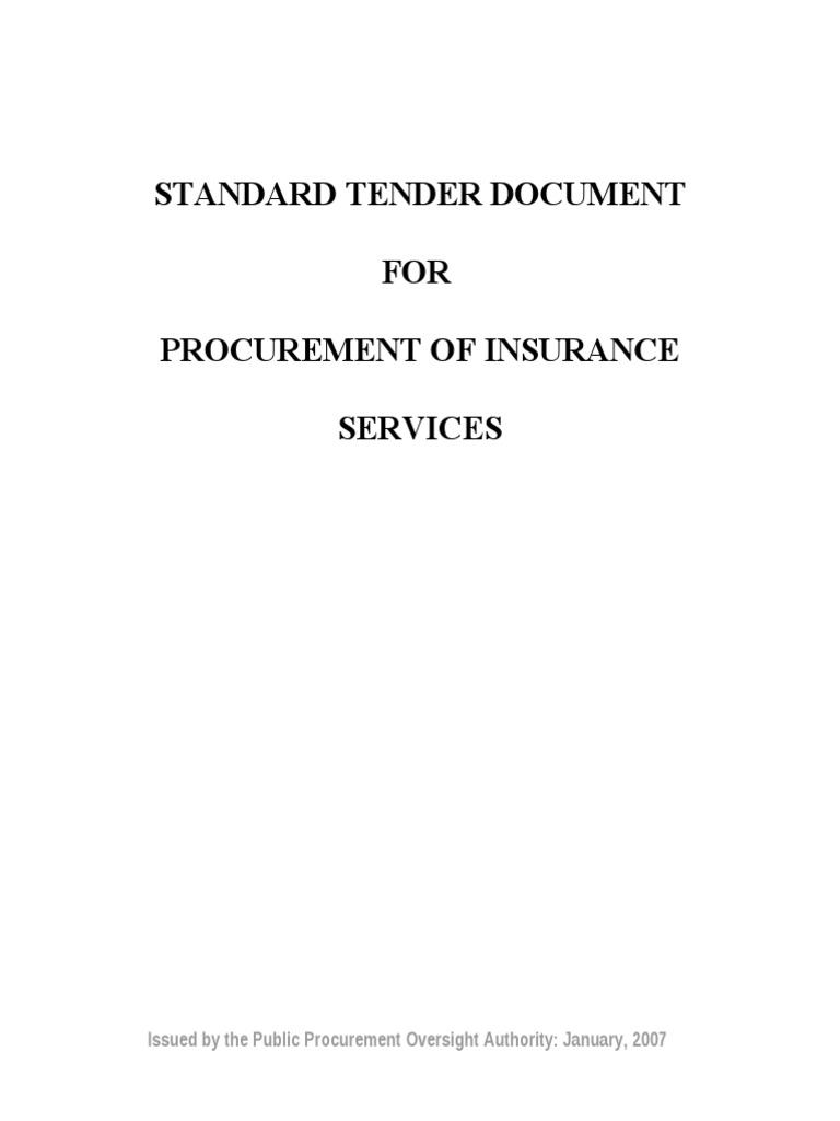 Standard Tender Document For Procurement of Insurance Services | PDF ...