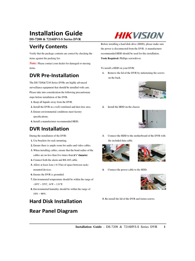 DS-7208 DVR Installation Guide | PDF | Digital Video Recorder ...
