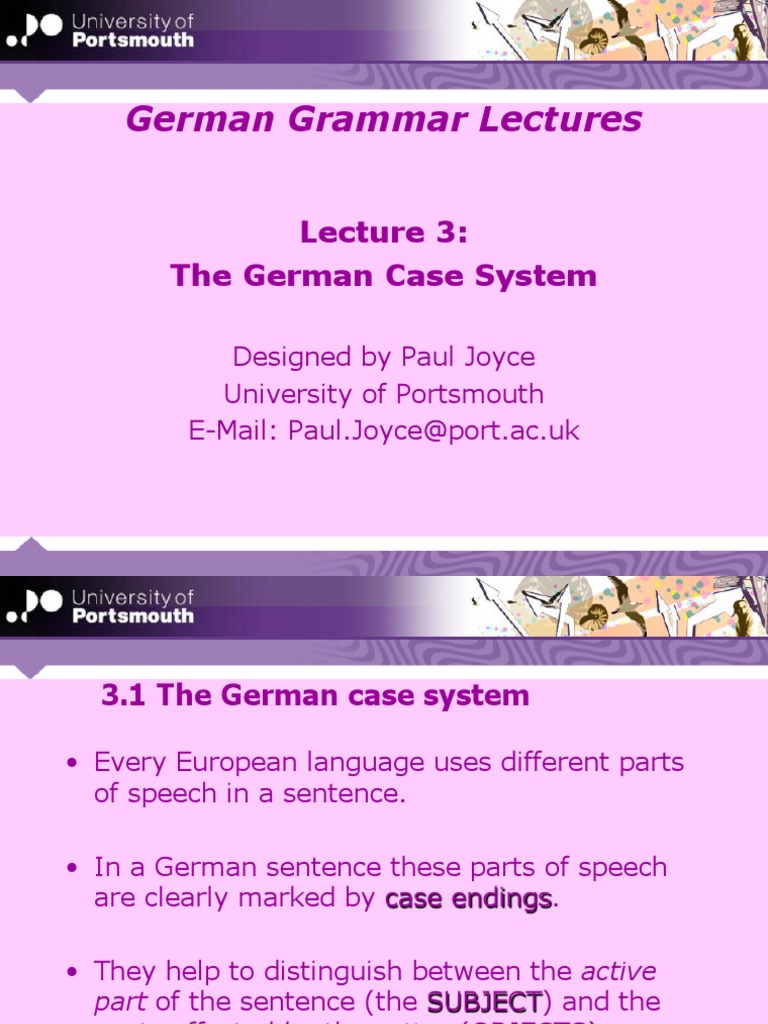 German Grammar Lectures The German Case System PDF Grammatical