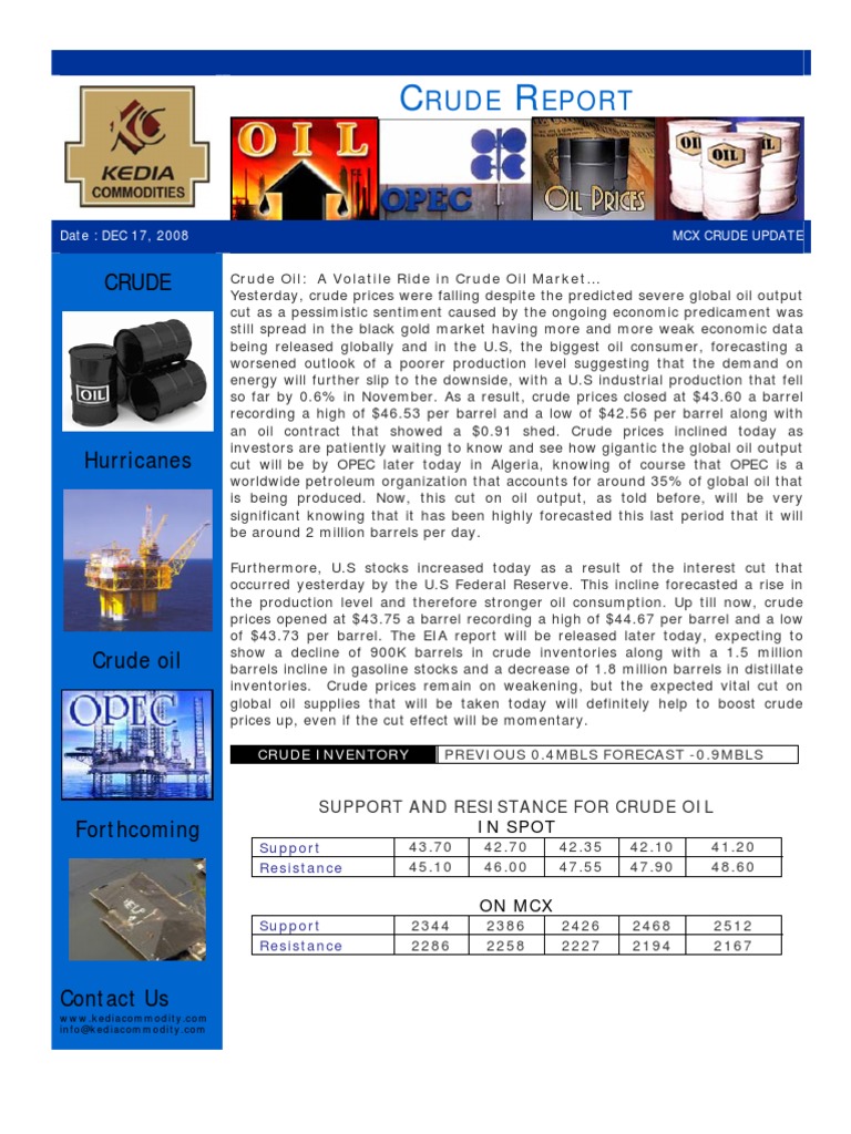 Crude Oil Market Update: Dec 17, 2008 | PDF | Opec | Petroleum