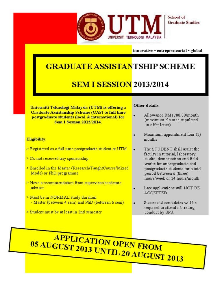 UTM Graduate Assistantship 2013/2014 | PDF | Technology & Engineering
