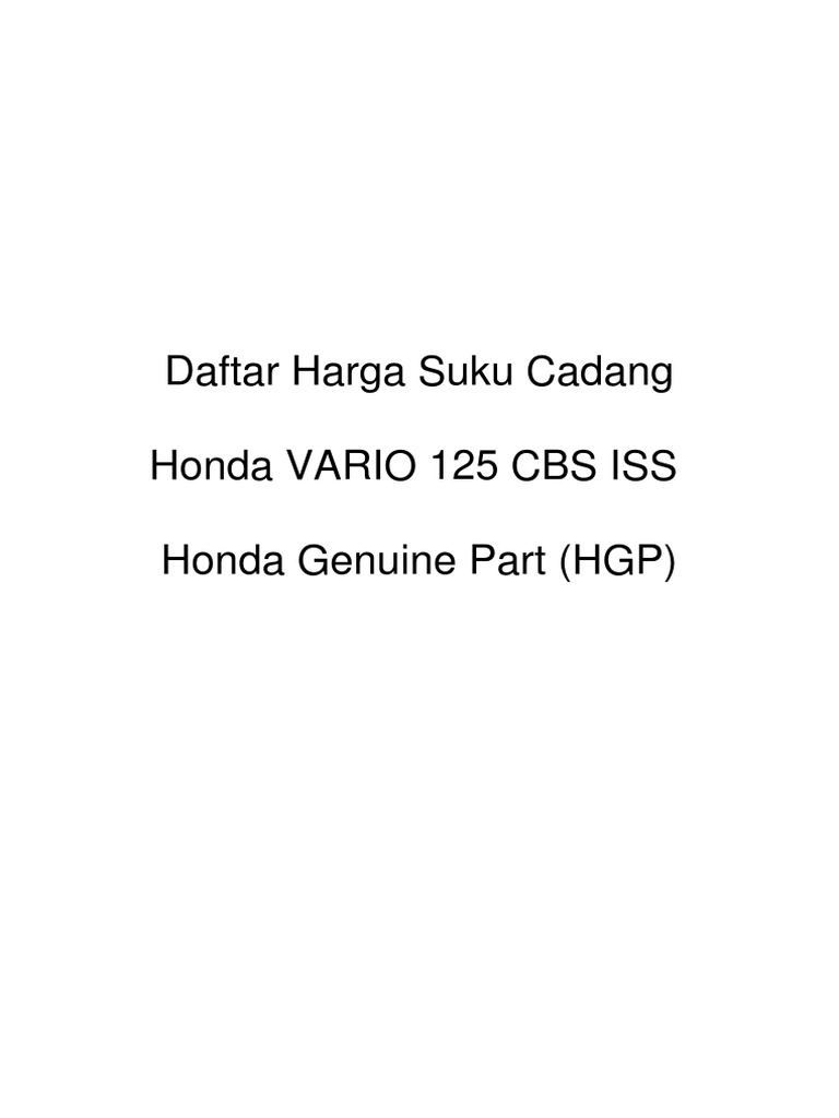 Daftar Harga  Suku  Cadang  Honda Vario  125 CBS  ISS