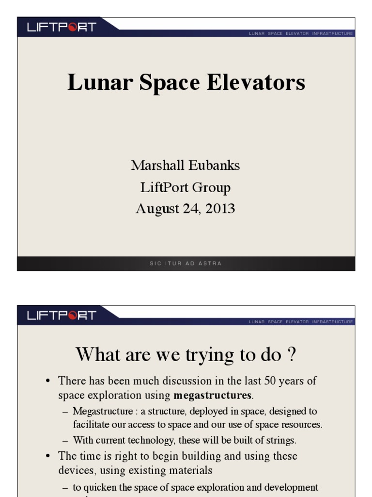 Lunar Space Elevators PDF Moon Astronautics