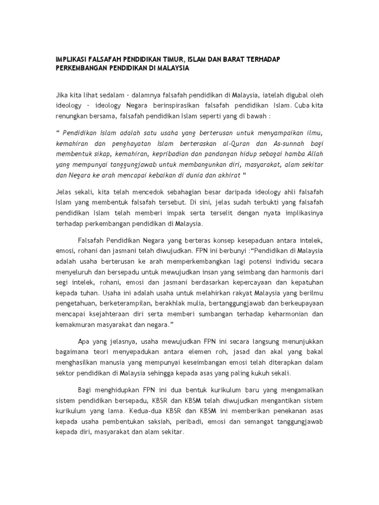 Info Implikasi Falsafah Pendidikan Timur Isl 5 Pdf