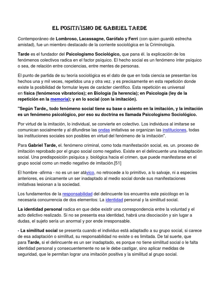 El Positivismo de Gabriel Tarde