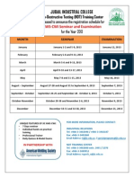 Jubail Industrial College: Is Pleased To Announce The Registration Schedule For For The Year 2013