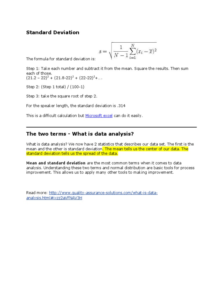 Standard Deviation | PDF | Computers