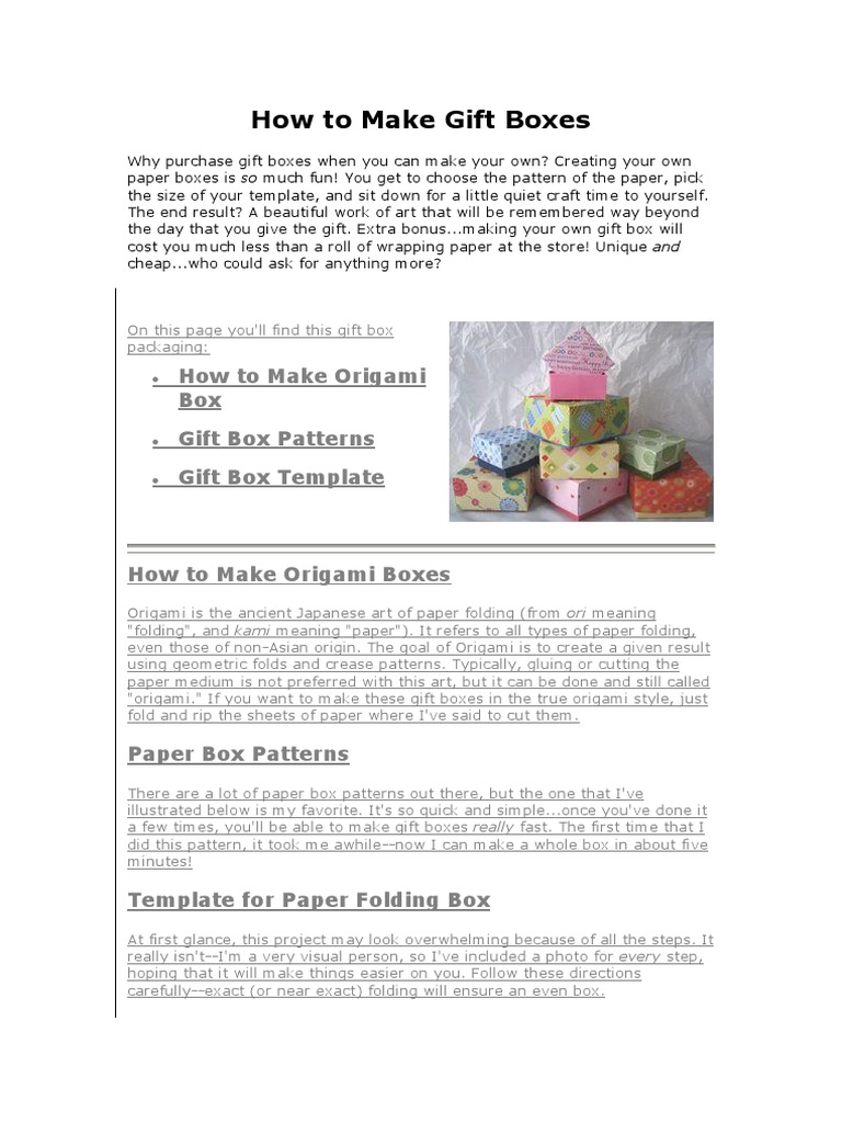 How To Make Gift Boxes | PDF | Origami | Leisure
