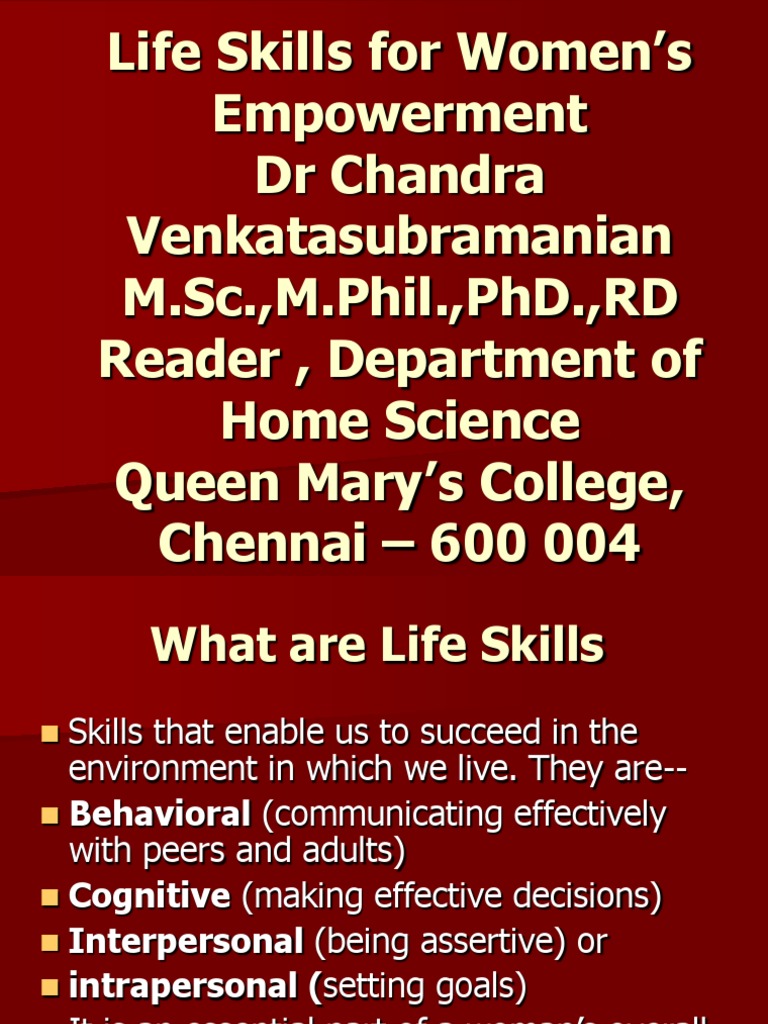 Life Skills for women’s empowerment.ppt Empowerment Gender