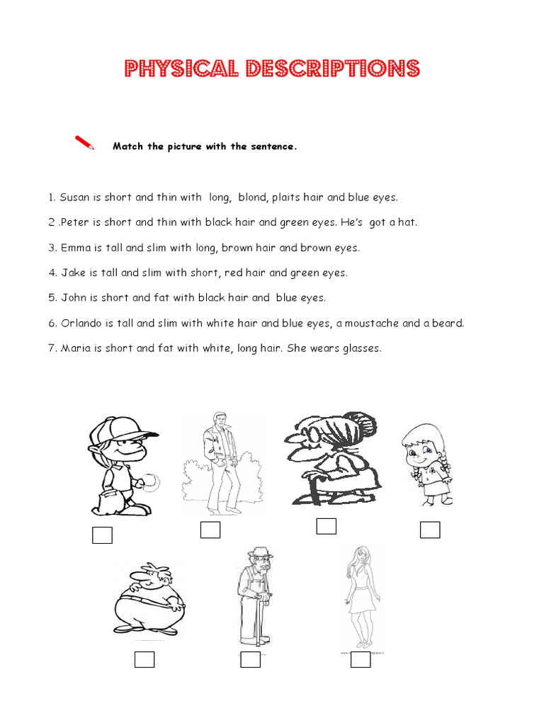 Physical Descriptions: Match The Picture With The Sentence | PDF