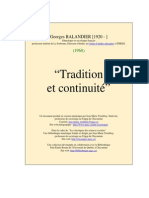 Balandier, Georges - Tradition Et Continuité