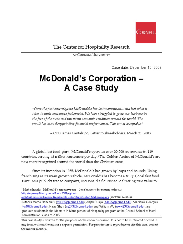 case study analysis of mcdonalds