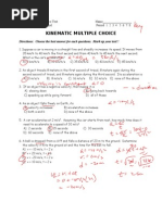 Kinematic Test Key 09 W Probs