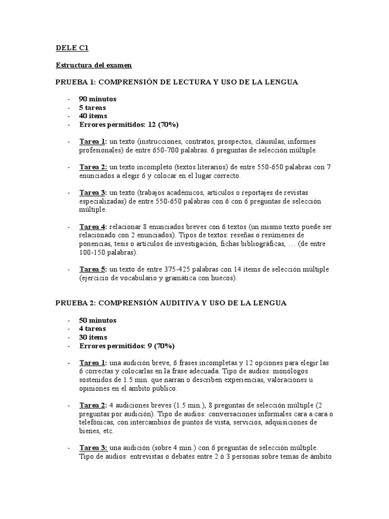 Estructura Dele C1 Pdf Lectura Proceso Cognicion