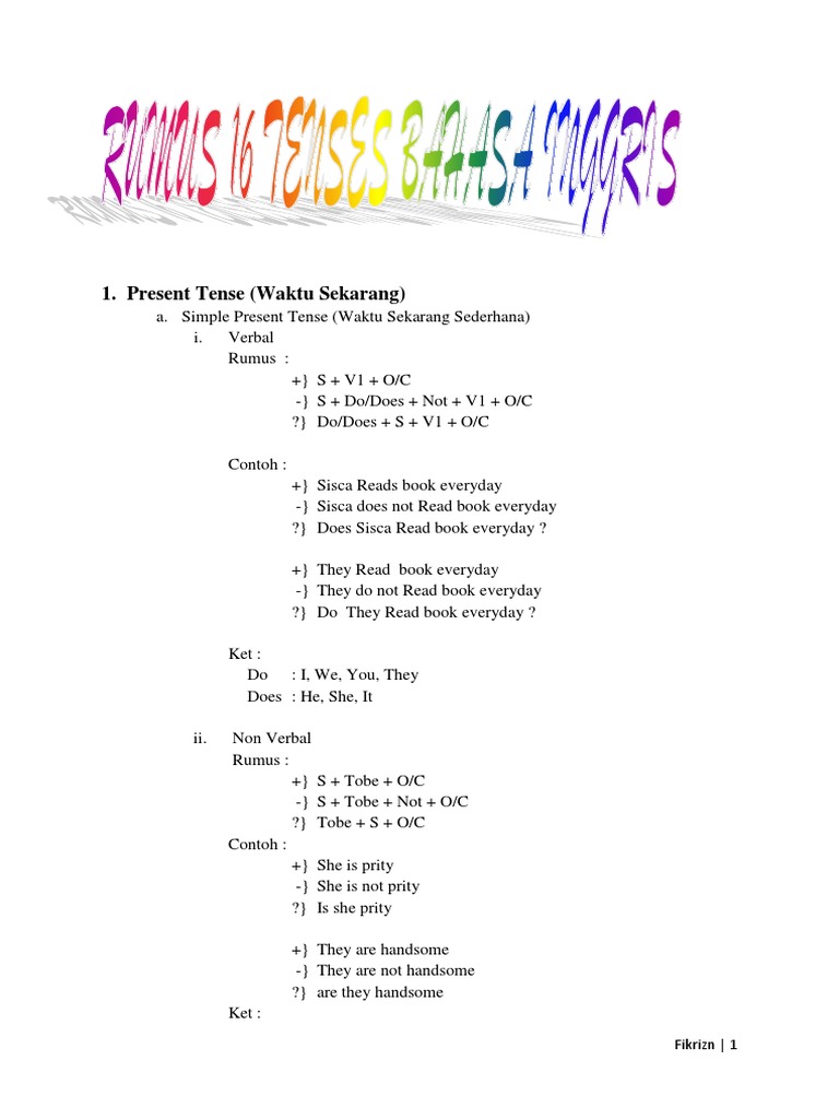  Rumus  16 Tenses Bahasa  Inggris  Syntax Linguistics