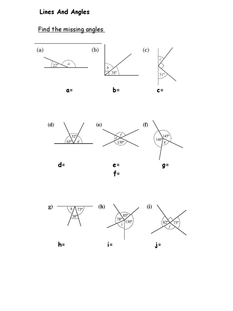 Lines and Angles Exercises for Form 1 | PDF | Elementary Geometry ...