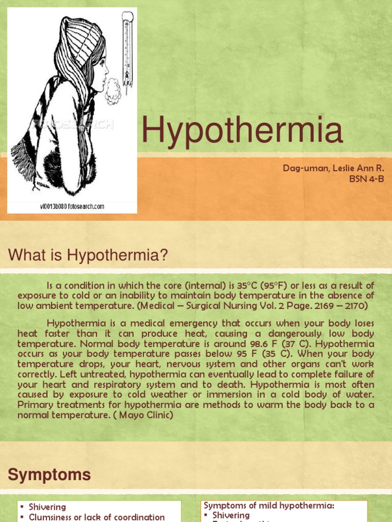Powerpoint on Hypothermia Hypothermia Clinical Medicine