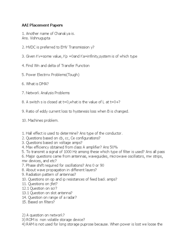 (WWW - Entrance-Exam - Net) - AAI Placement Sample Paper 3 PDF | PDF ...
