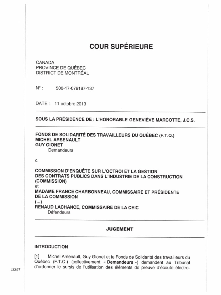 Le Jugement de La Cour Supérieure Du Québec | PDF | Arts du langage et ...