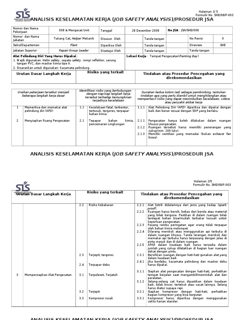 8. JSA Mengecat Unit 181009