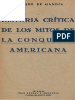 Historia Critica de Los Mitos de La Conquista Da America