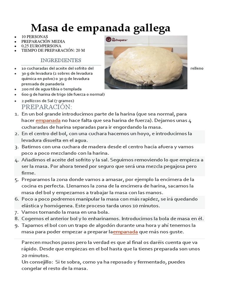 Receta masa de pizza fácil y rápida con harina gallega