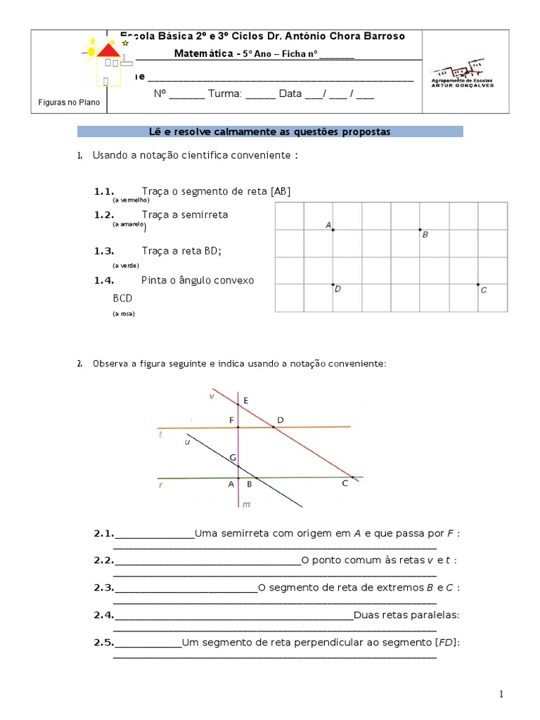 Atividades De Matematica 4 Ano Retas Paralelas E Perpendiculares