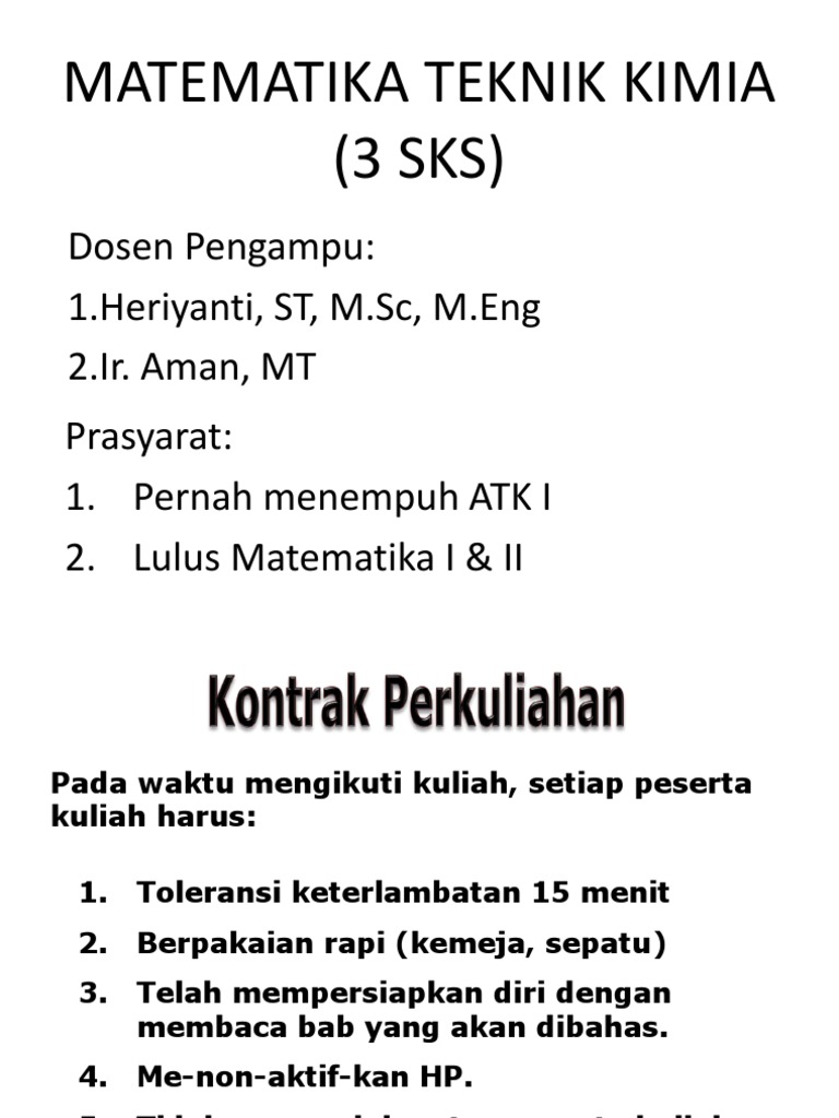 Matematika untuk Teknik Kimia | PDF | Metode & Bahan Ajar | Sains ...