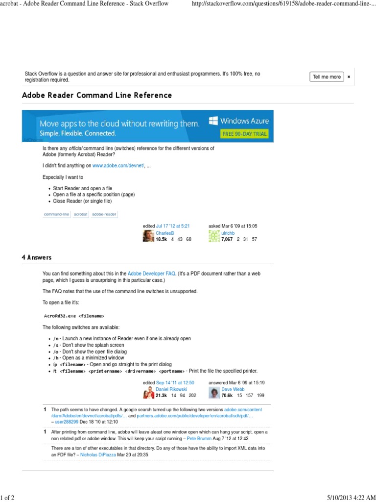 Adobe command line options