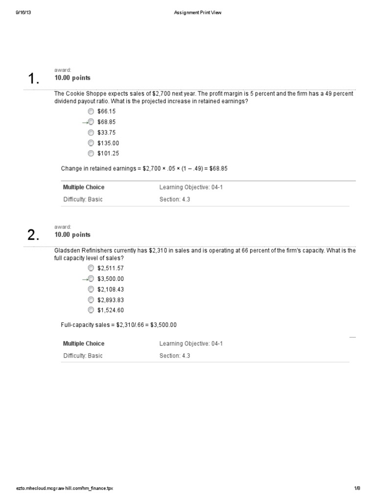 Hw 2 Solutions Retained Earnings Dividend