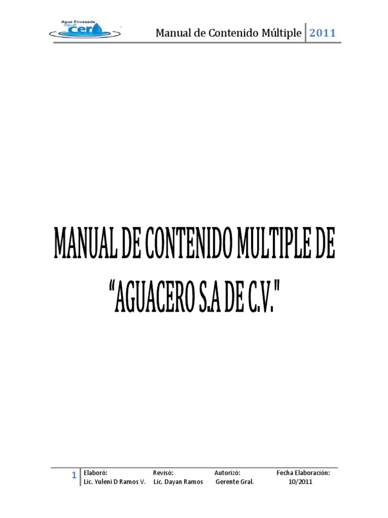 Manual de Contenido Multiple AGUACERO S.a Recursos