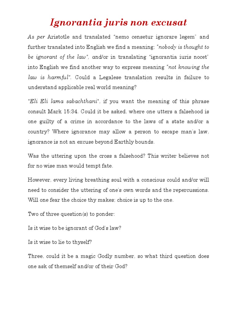 Ignorantia Juris Non Excusat Pdf