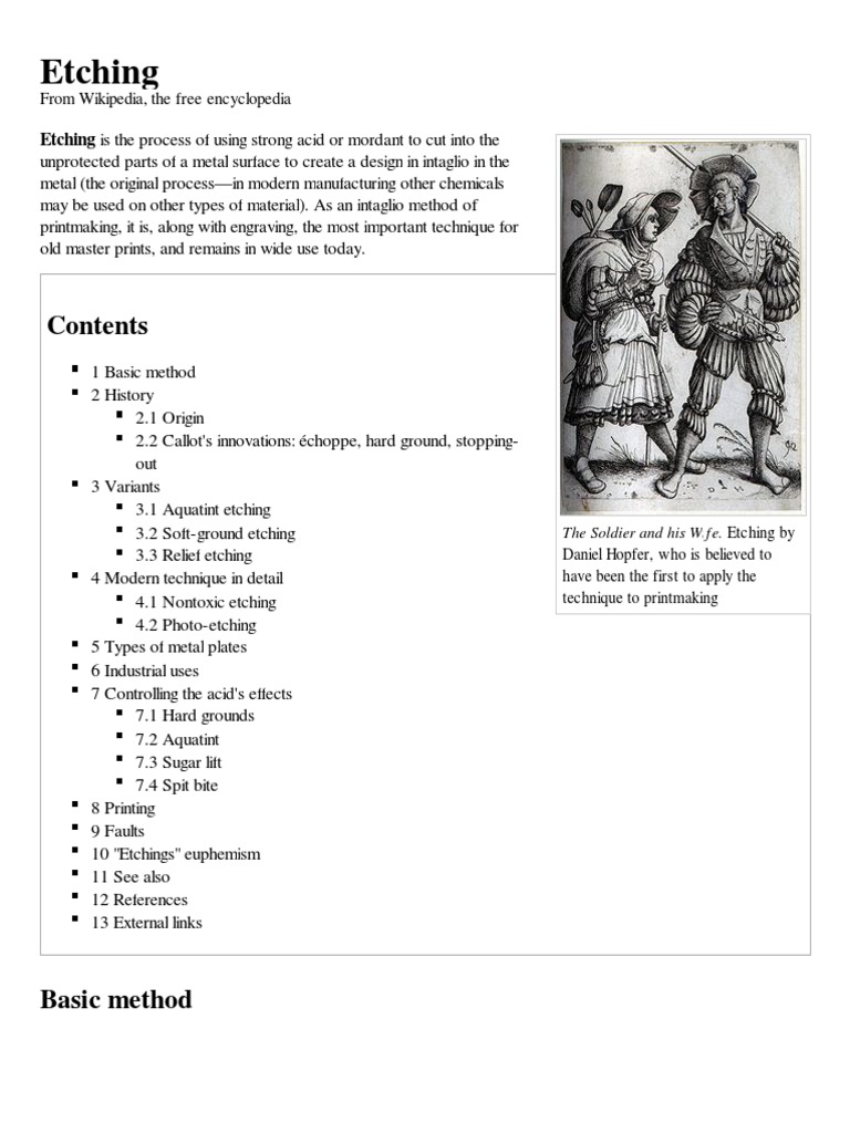 Etching: Etching Is The Process of Using Strong Acid or Mordant To Cut ...