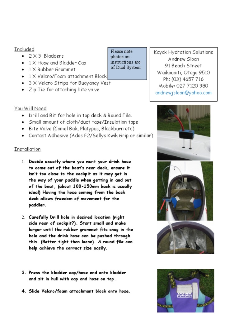 Kayak Hydration System Single PDF Kayak Equipment
