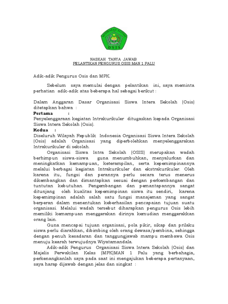 Dialog Pelantikan Osis