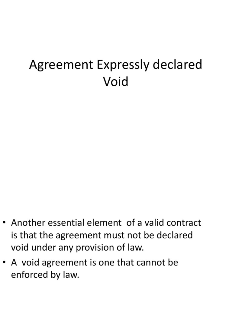 Understanding Void Agreements in Law | PDF | Restraint Of Trade ...