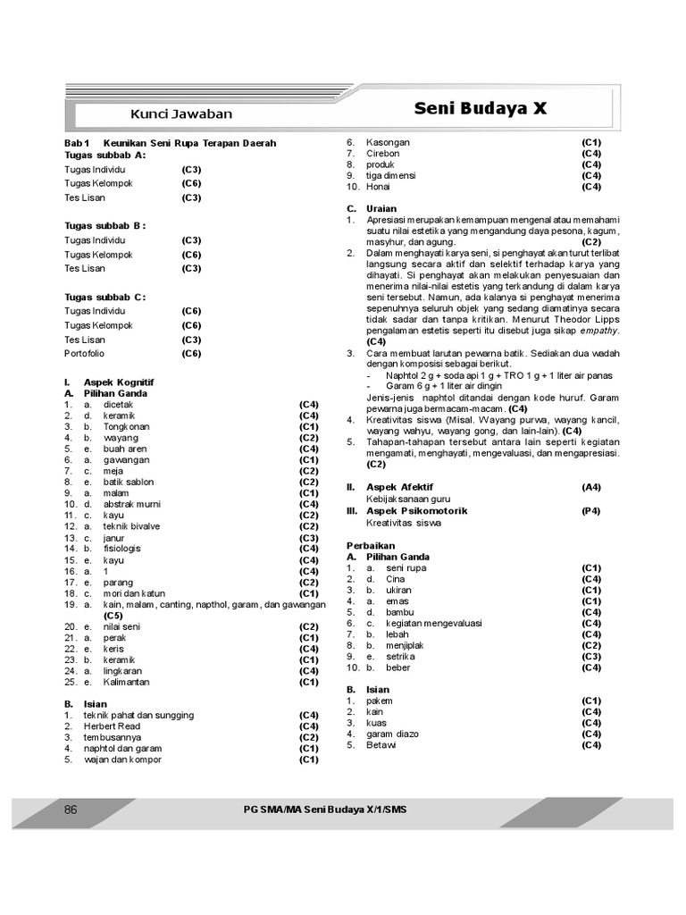 Kunci Jawaban Lks Ekcellent Sbk Kelas X