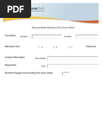 Awesomemath Admission Test Cover Sheet Your Name: Last Name First Name