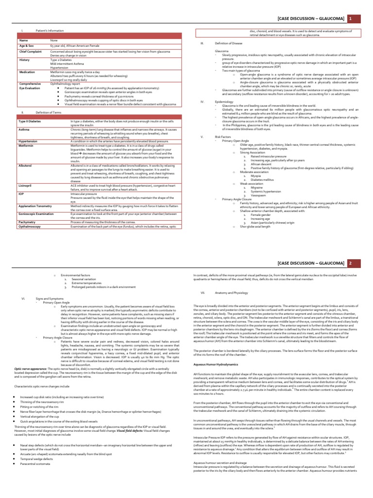 Case Discussion Glaucoma Pdf Glaucoma Retina