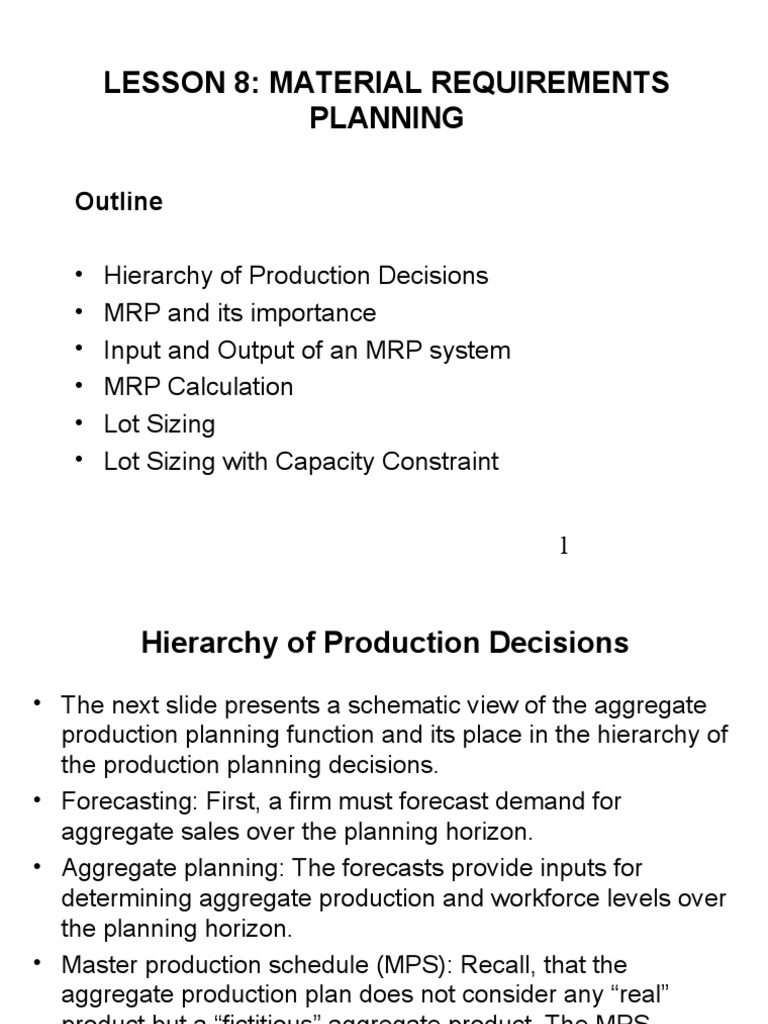 Material Requirements Planning | PDF | Inventory | Mathematical