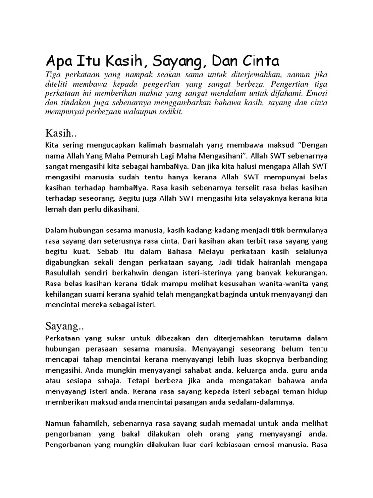 Apa Itu Kasih Sayang Dan Cinta