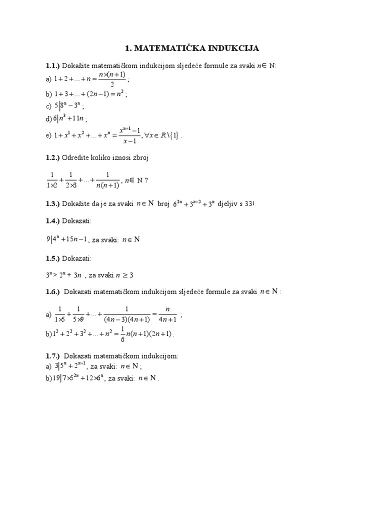 Dokazi matematičke indukcije | PDF