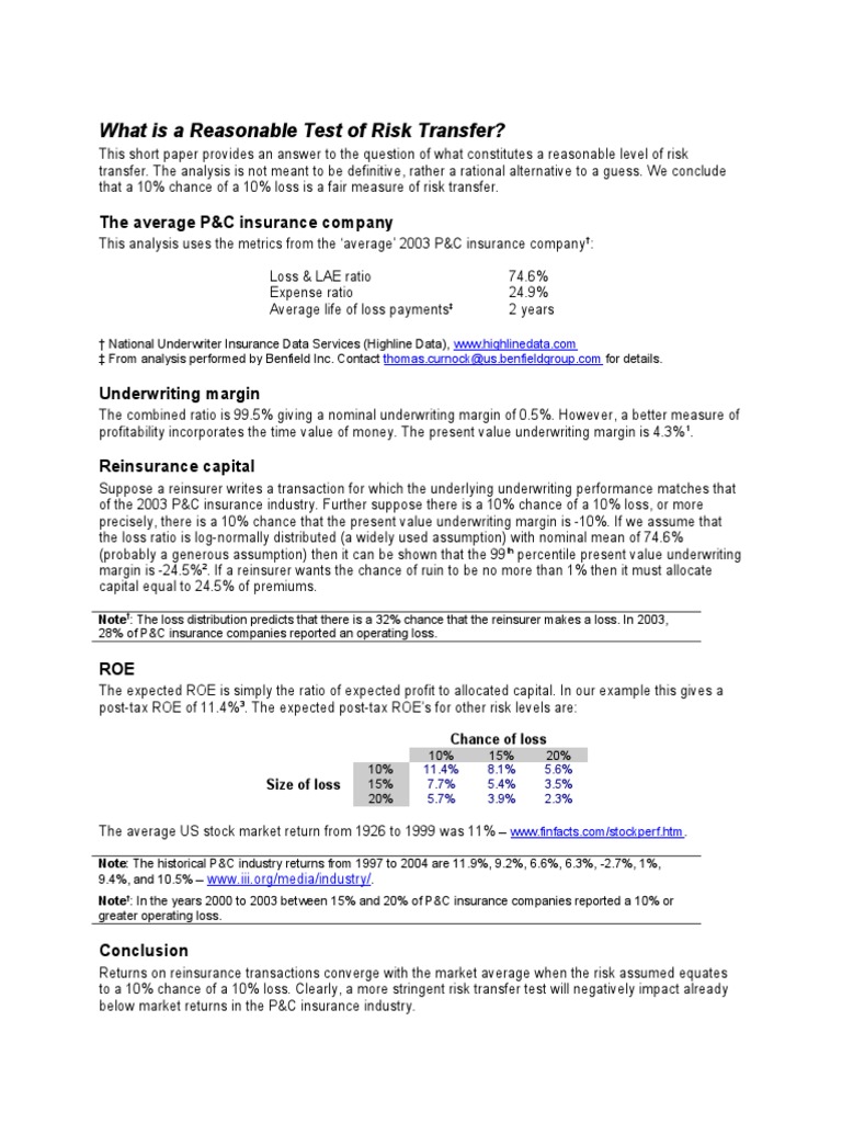 Understanding Risk Transfer in Insurance | PDF | Reinsurance | Underwriting