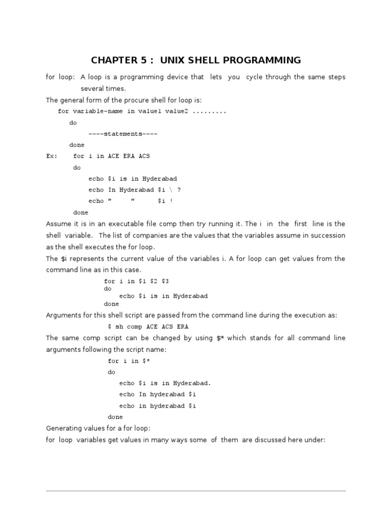 Chapter 5: Unix Shell Programming | PDF | Control Flow | Command Line ...