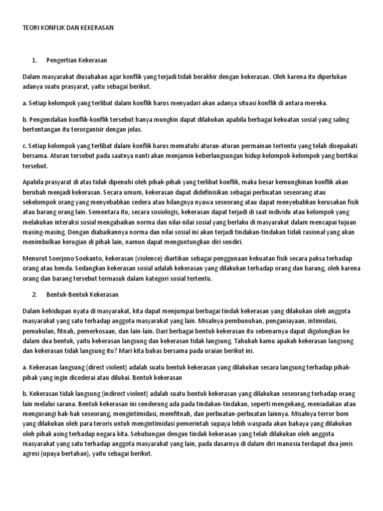 Teori Konflik Dan Kekerasan